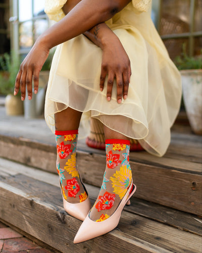 Sock candy flower power sheer socks and heels sheer floral socks